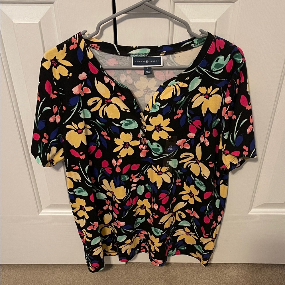 Karen Scott Women's Multi-color Casual Top Extra Large (New With Tags)